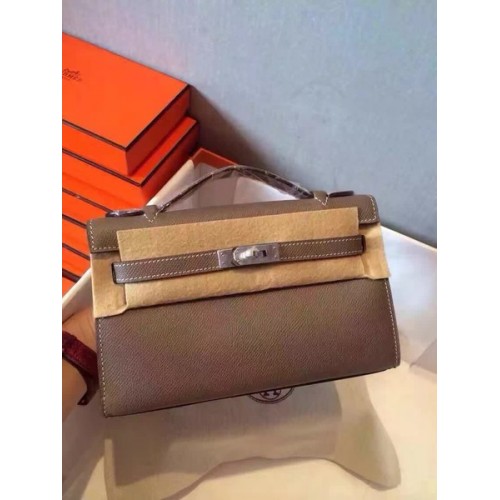 Hermes Kelly 22cm Bolso Tote Cuero Original KL22 Gris