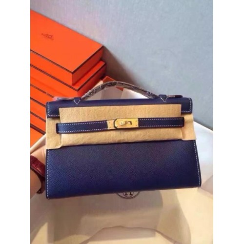 Hermes Kelly 22cm Bolso Tote Cuero Original KL22 Royal