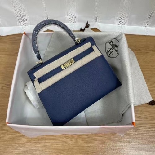 Hermes Kelly 25cm Bolsos de Hombro Epsom KL2755 Royal blue&gold-Tone Metal