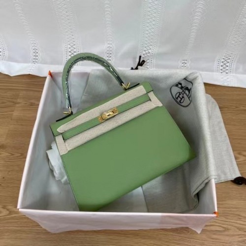 Hermes Kelly 25cm Bolsos de Hombro Epsom KL2755 metal en tono verde y dorado