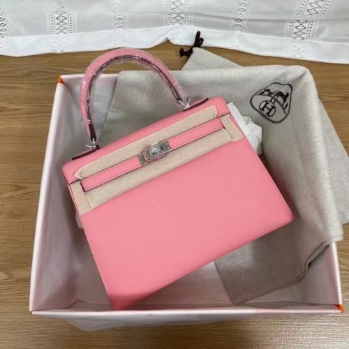 Hermes Kelly 25cm Bolsas de hombro Epsom KL2755 rosa y plata-Tono de metal