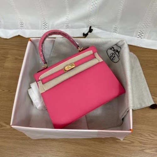 Hermes Kelly 25cm Bolsos de hombro Epsom KL2755 metal en tono rosa y dorado