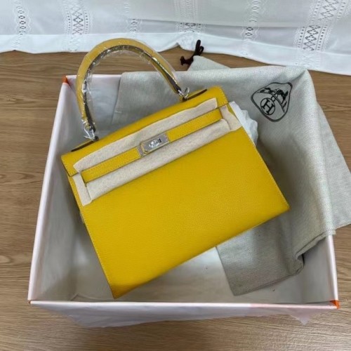 Hermes Kelly 25cm Bolsos de hombro Epsom KL2755 metal amarillo y plateado
