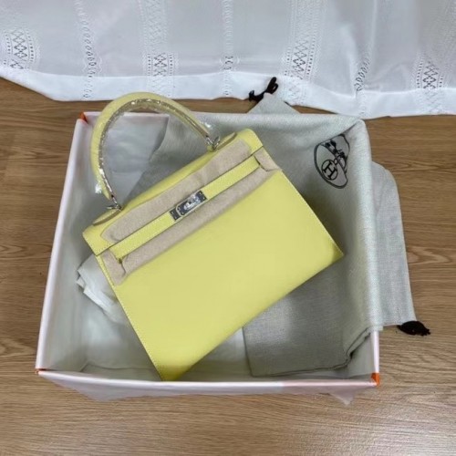 Hermes Kelly 25cm Bolsos de hombro Epsom KL2755 metal amarillo y plateado