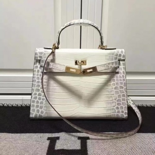 Hermes Kelly 28cm Bolso de hombro Croco Leather K28 OffWhite