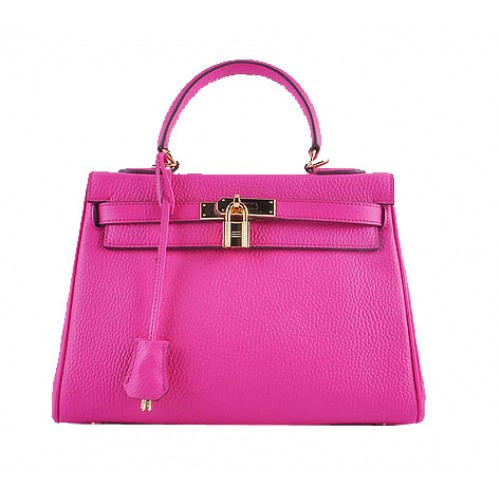 Hermes Kelly 28cm Bolsas de Hombro Peach Granulado Cuero Oro