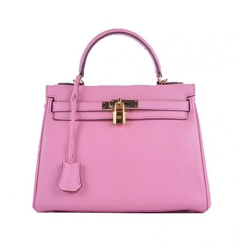 Hermes Kelly 28cm Bolsas de Hombro Sakura Granulado Cuero Oro