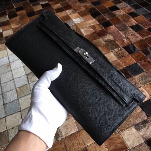 Hermes Kelly 31cm Clutch Original Epsom Leather KL31 Negro