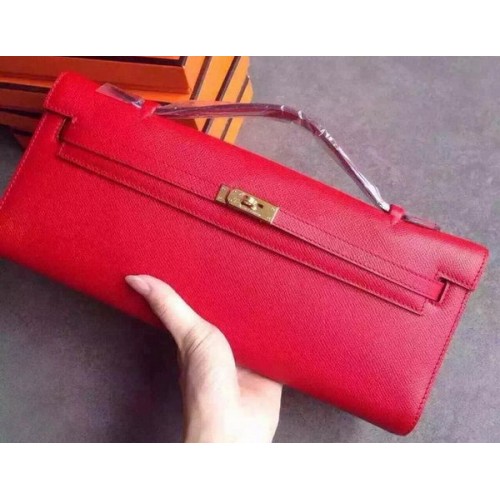 Hermes Kelly 31cm Embrague Epsom Cuero KL31 Rojo