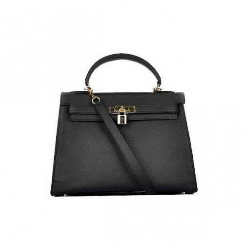 Más nuevo 2012 Hermes Kelly 32cm Bolsas Negro Piel de becerro Oro