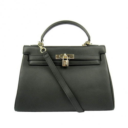 Hermes Kelly 32cm Bolsos Togo Cuero 6108 Negro Dorado