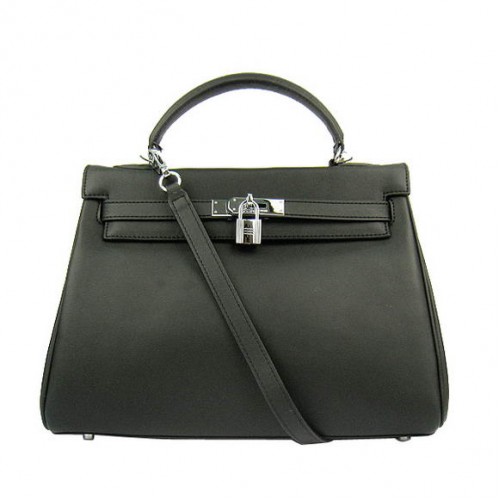 Hermes Kelly 32cm Bolsos Togo Cuero 6108 Negro Plata