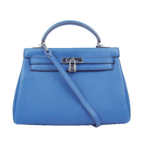 Hermes Kelly 32cm Bolsos Togo Cuero 6108 Azul Plata