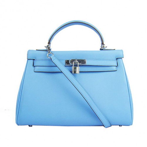 Hermes Kelly 32cm Bolsos Togo Cuero 6108 Azul Claro Plata