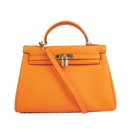 Hermes Kelly 32cm Bolsos Togo Cuero 6108 Naranja Dorado