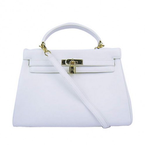 Hermes Kelly 32cm Bolsos Togo Cuero 6108 Blanco Dorado