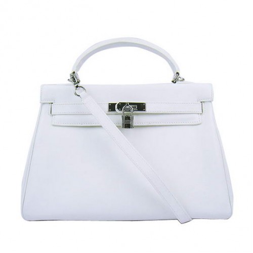 Hermes Kelly 32cm Bolsos Togo Cuero 6108 Blanco Plata