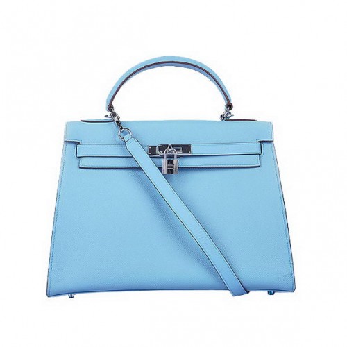 Hermes Kelly 32cm Bolsos Togo Cuero Azul Claro