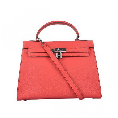 Hermes Kelly 32cm Bolsos Togo Cuero Rojo Claro