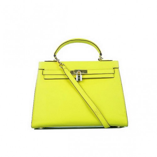 Estilo Caliente Hermes Kelly 32cm Bolsos Amarillo Piel De Becerro Oro