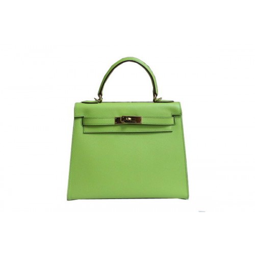 Hermes Kelly 32cm Bolso de Hombro Verde Saffiano Cuero K32 Oro