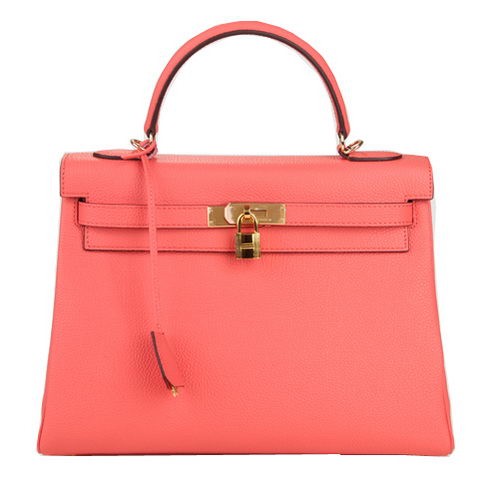 Hermes Kelly 32cm Bolso de Hombro Rosa Cuero Original K32 Oro