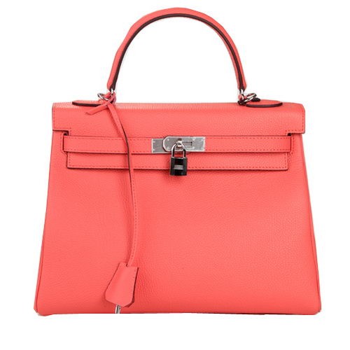 Hermes Kelly 32cm Bolso de Hombro Rosa Cuero Original K32 Plata