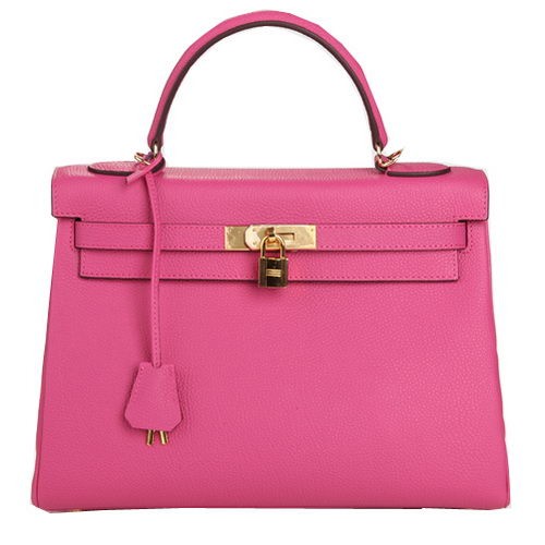 Hermes Kelly 32cm Bolso de Hombro Rosa Cuero Original K32 Oro