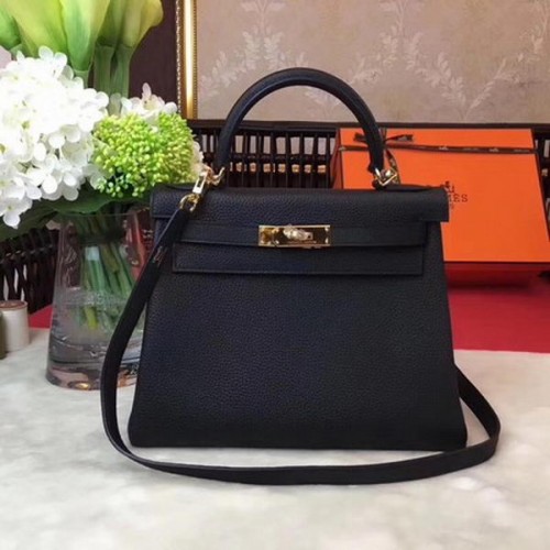 Hermes Kelly 32cm Bolso de Hombro TOGO Cuero KY32 Negro