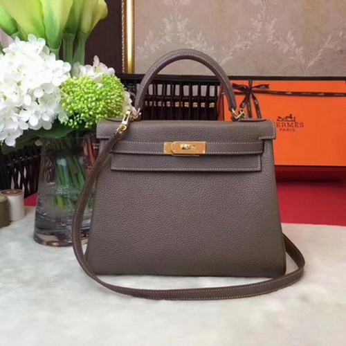 Hermes Kelly 32cm Bolso de Hombro TOGO Cuero KY32 Gris