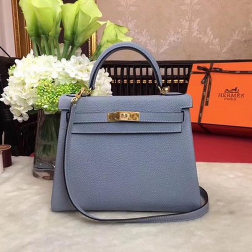 Hermes Kelly 32cm Bolso de Hombro TOGO Cuero KY32 Azul Claro
