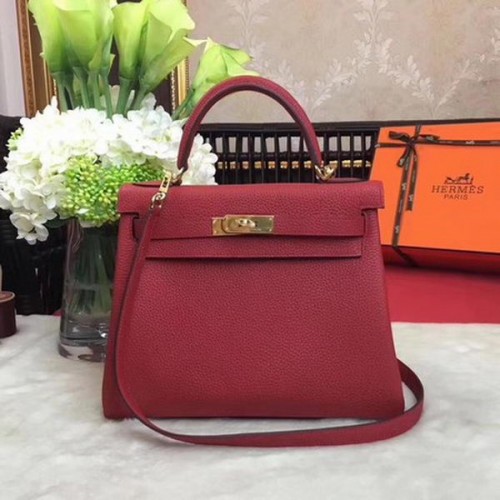 Hermes Kelly 32cm Bolso de Hombro TOGO Cuero KY32 Rojo