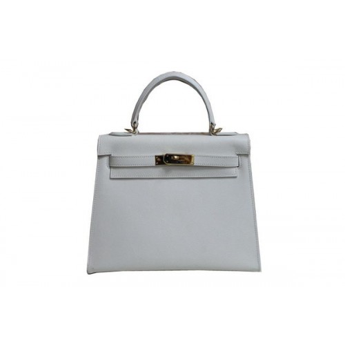 Hermes Kelly 32cm Bolso de Hombro Blanco Cuero Saffiano K32 Oro