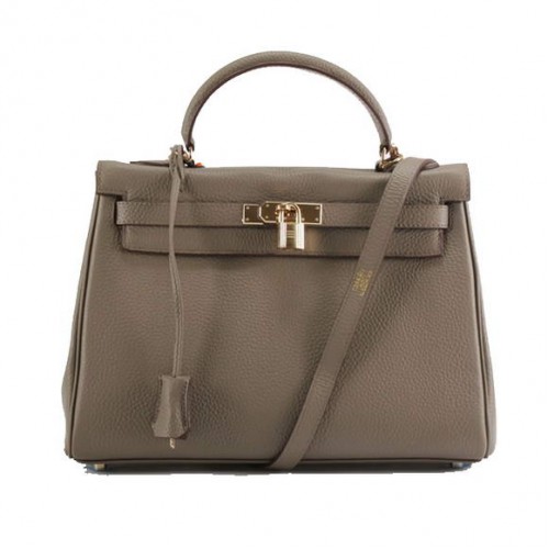 Hermes Kelly 32cm Togo Bolsos de cuero 6018 Gris oscuro dorado
