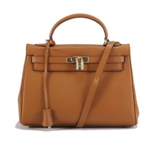 Hermes Kelly 32cm Togo Bolsos de cuero 6018 Light Coffee Golden