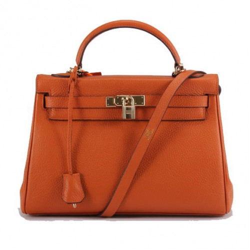 Hermes Kelly 32cm Togo Bolsos de cuero 6018 Naranja Dorado