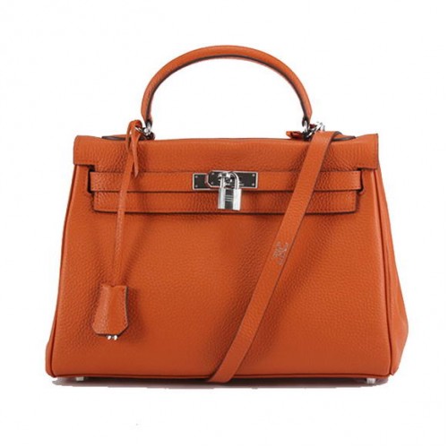Hermes Kelly 32cm Togo Bolsos de cuero 6018 Naranja Plata