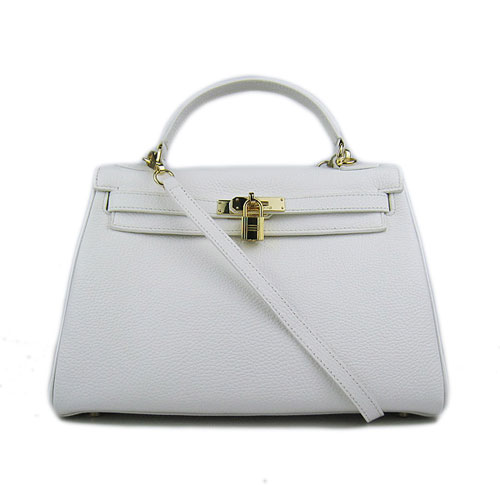 Hermes Kelly 32cm Togo Bolsos de cuero 6018 Blanco Dorado