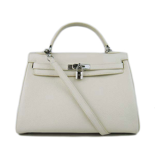 Hermes Kelly 32cm Togo Bolsos de cuero 6018 Blanco Plata