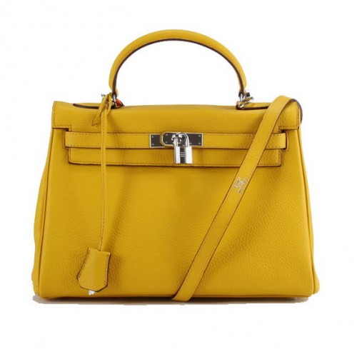 Hermes Kelly 32cm Togo Bolsos de cuero 6018 Amarillo Plata