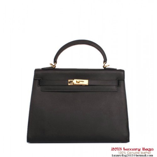 Hermes Kelly 32cm Top Handle Bag Black Togo Leather Gold