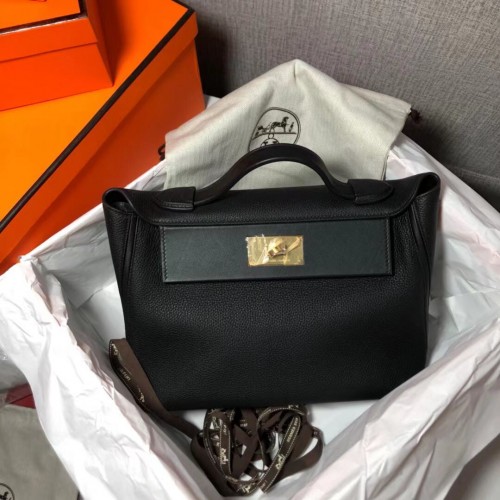 Hermes Kelly Original togo Bolso de cuero H2424 Negro