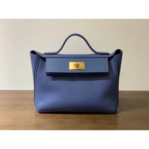 Hermes Kelly Original togo Leather Tote Bag H2424 Azul electroóptico