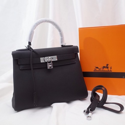 Hermes Kelly Bolso de hombro Original TOGO Cuero KY3255 negro