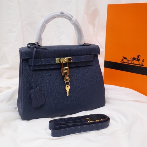 Hermes Kelly Bolso de hombro Original TOGO Cuero KY3255 azul real