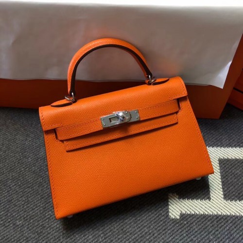 Hermes Kelly bolso de mano original epsom cuero KL20 naranja