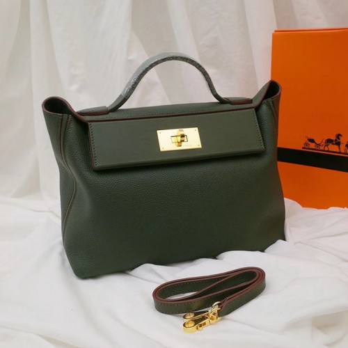 Hermes Kelly togo bolso de cuero H2424 verde negruzco