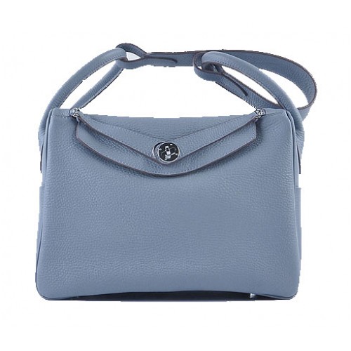 Hermes Lindy 30CM bolso de hombro de cuero granulado H6207 gris oscuro
