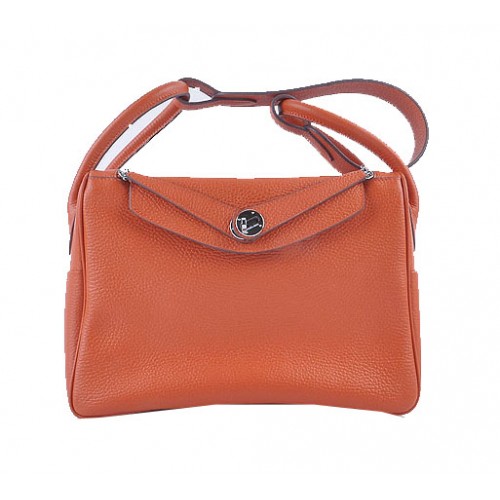 Hermes Lindy 30CM Bolso de hombro de cuero granulado H6207 Naranja