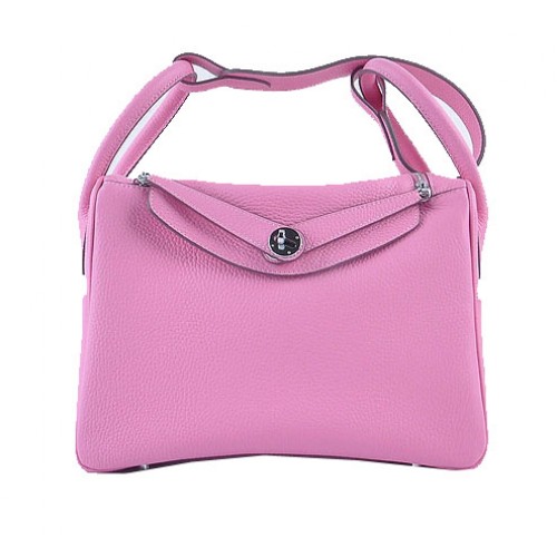 Hermes Lindy 30CM Bolso de hombro de cuero granulado H6207 Rosa